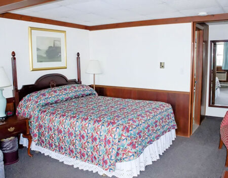 Sea Whale Motel garden room with one queen bed and sleeper sofa